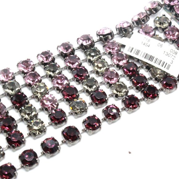 NWT $215 Nieman Marcus Mauve Purple Eggplant Wide Six Rows Blackened Bracelet - Picture 10 of 11